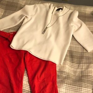 👚Three-quarter sleeve Ann Taylor white sweater